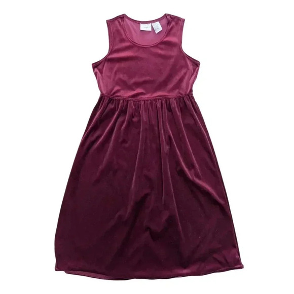 STUDIO EASE Vintage Burgundy Velvet Midi Empire Waist Dress Size M PM - Picture 1 of 5